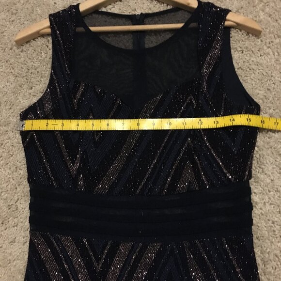 Slinky Sparkly Illusion Neck Side Slit Evening Maxi Costume Dress - Picture 11 of 15